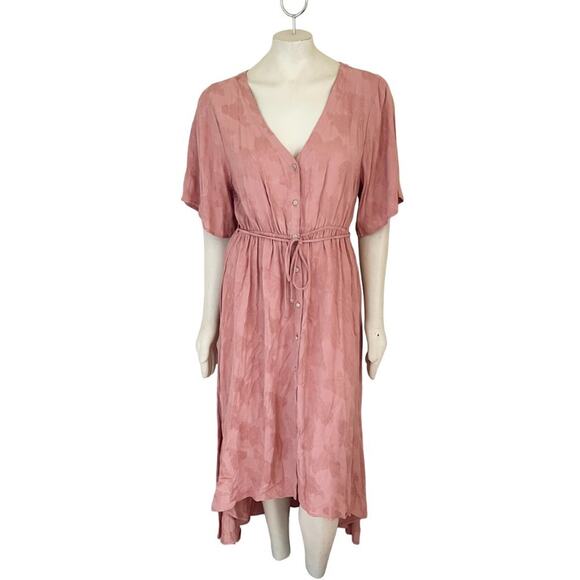 NEW SALTWATER LUXE Vintage Rose Button Front Hi Low Dress in Peach SZ L - Picture 10 of 10
